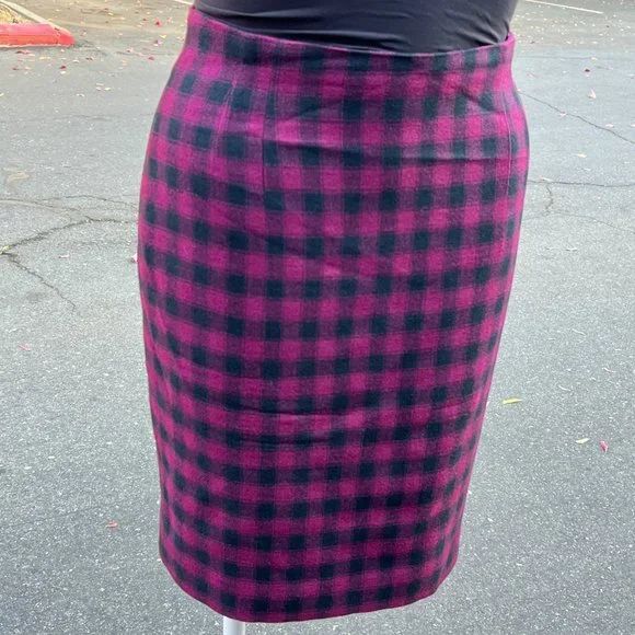 Vintage Jones New York Velvet Trim Plaid Lined Wool Skirt Suit Size 14 - Picture 10 of 13